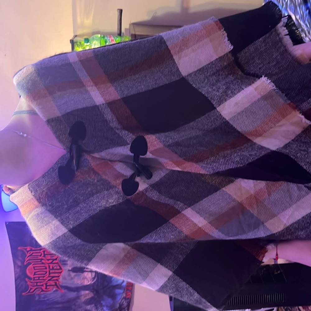 Plad poncho jacket